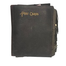 Antique Postcard Album Lot 200+ Early 1900s Used Divided Back RPPC Estate Find picture