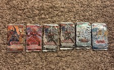 Konami Yu-Gi-Oh 1st Edition 1996 Booster Pack Wrappers Empty, No Cards, Lot of 6 picture