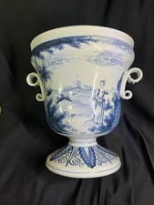 RARE Colonial WILLIAMSBURG CW C45 Lg Blue White Oud Delft VASE JARDINIERE Plant picture