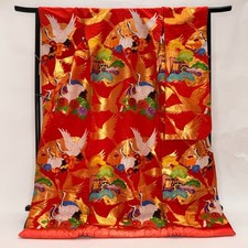 Japanese kimono colored uchikake furisode embroidery vintage furisode silk 6630 picture