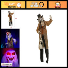 Life-Size 5.25ft Gravekeeper Animatronic - Red LED Eyes, Sound Effects, Battery picture