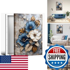 QBXMGRP Modern Floral Canvas Wall Art Blue And White Flower Market Wall Decor picture