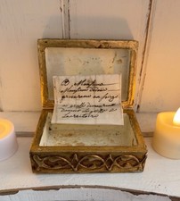 Antique French Letter Dated 1772 Nestled in Gilded Florentine Box picture