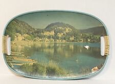 Vintage Everbright Lacquerware Souvenir Oval Serving Tray Scenery picture