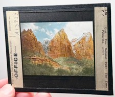 Utah Zion Park The Three Patriarchs 1925 hand tinted magic lantern GLASS SLIDE picture