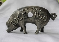 Moline Tool Co. Hole Hog Promo Paperweight Rare 1900's Cast Metal (Not Iron)  picture