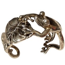 94.8gr Stunning Emilia Castillo Sterling silver Frog Cuff Bracelet  picture