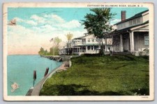 1931 SALEM NEW JERSEY*COTTAGES ON THE DELAWARE RIVER*AMERICAN FLAG*TO CLAYTON NJ picture