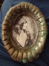 Victorian Copper Picture Early 1900's of Lovely Lady VERY Unique Lots of Patina picture