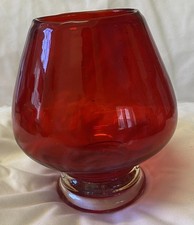 Ruby Red Hand Blown Seeded Glass Brandy Snifter  Decanter picture