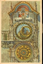 Mechanical Postcard Antique 1920 Prague Astronomical Clock Side Wheel Apostles N picture
