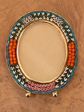 Adorable Vintage Italian Hand Made Micro Mosaic Oval Picture Frame Easel picture