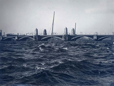1920s Boston Storm Charles River Longfellow West Bridge Glass Negative OOAK picture