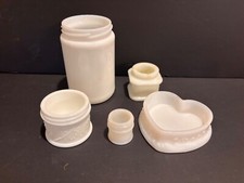 Vintage White Milk Glass Jar Lot Of 3 Mosco Ponds picture