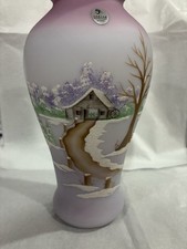 Vintage 2006 Fenton Burmese Four Seasons Winter Hand Painted M Kibbe 1170/1500 picture