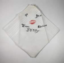 The Goddess Bunny Signed Hanky w/Lipstick Kiss Transgender Icon Sandie Crisp picture