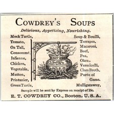 E.T. Cowdrey's Soups Boston c1890 Victorian Ad AE8-CH8 picture