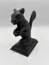 Vintage Cast Iron Squirrel Nutcracker Black Figural Doorstop 6” Tall picture