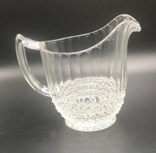 Clear Pressed Glass Pitcher Ribbed w/ Diamond Design Perfect Medium Size picture