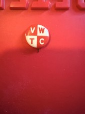 Vintage VWTC Celluloid Pinback Button Red White Initials Union Fraternal picture