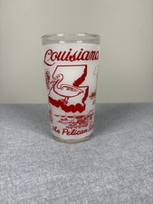 Vintage Hazel Atlas Louisiana The Pelican State Frosted Glass Souvenir Tumbler picture