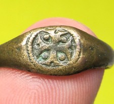AMAZING UNIQUE SPANISH MEDIEVAL KNIGHTS CRUSADERS TEMPLAR CROSS RING 11-12th. C picture