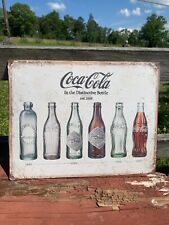 COKE BOTTLE EVOLUTION Tin Metal Classic Sign Wall Garage Barn Coca Cola Decor picture