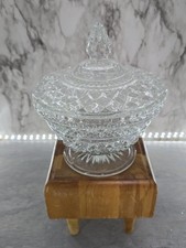1970's Anchor Hocking Wexford Diamond Pointed Lidded Clear Glass Candy Dish picture
