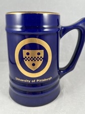Vintage University of Pittsburgh Ceramic Tankard Stein Mug Blue W.C. Bunting 5
