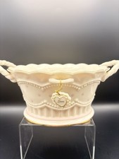 Lenox “Pretty Polka Dot” Oval Porcelain Basket With Love Heart Charm 9”x6” picture