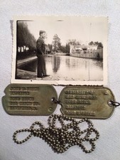 WW2 US Army Soldier’s Dog Tag Pair Notched Next Of Kin Photo Mansfield Ohio picture