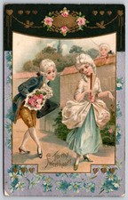 1908 Embossed Sweetheart Postcard - Rococo Couple, Cleveland Ohio, Germany C259 picture