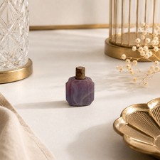 RARE Vtg 1920s Renaud Paris 1817 Mini Orchidee Purple Slag Glass Perfume Bottle picture