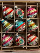 Christmas ornaments Radko Shiny Brite set of 9 glass indents teadrops balls 2026 picture