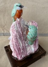 Amazonite and Orange Calcite Kingfisher Pair 