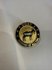 G.O.A.T Greatest Of All Time Gold Tone Black Enamel Lapel Pin Clutch Back picture