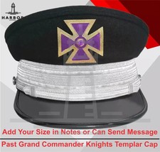 York Rite Past Grand Commander Knights Templar Fatigue Cap Purple Metal Cross picture