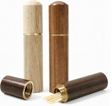 3 Pack Wooden Toothpick Holder Portable Mini Toothpick Case for Travel picture