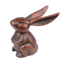 Small Sitting Bunny Rabbit Figurine Heavy Duty Cast Iron Rustic Copper Finish picture