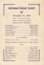 1919 Aristonian Literary Society Silas Marner Centenary George Eliot Program picture