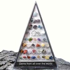 Triangular Set of 36 Natural Crystal Agate Gemstone Mineral Specimens Home Decor picture
