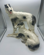 Large Vintage Goldscheider Art Deco Borzoi Russian Wolfhounds Porcelain picture