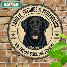 Black Labrador Retriever Dog Round Tin Sign 8x8 Pet Lover Wall Plaque picture