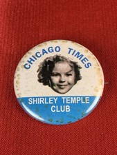 Original 1936 Shirley Temple Club Chicago Times Pinback Badge Button Pin Marked picture