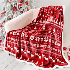 Touchat Red Sherpa Christmas Throw Blanket, Fuzzy Fluffy Soft Cozy Blanket, Soft picture