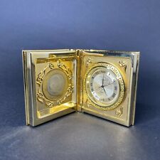 Vintage 1997 Pope John Paul II Coin Ornate Gold Tone Folding Quartz Clock picture
