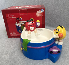 Vtg 2002 M&Ms Ceramic Hot Tub Candy Dish Bowl Galerie Red Yellow Character Box picture