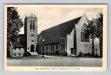Baldwin City KS-Kansas, First Methodist Church, Bell Tower, Vintage Postcard picture