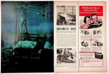 Vintage 1940s Heublein's Cocktails Ad Britannica Underwater Truck Diver WWII Era picture