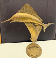Vintage Mid Century Hollywood Regency Brass Sailfish Marlin Sculpture 13.25